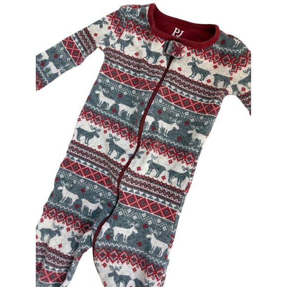 PJ Place 3T Footed Pajamas Reindeer Christmas Holiday‎ Winter Sleeper - Picture 4 of 4